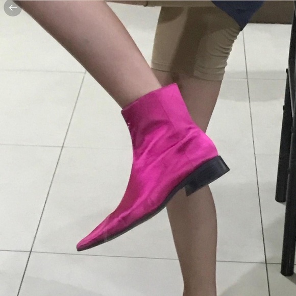 ZARA ankle hot pink satin boots size 37 - Picture 2 of 8
